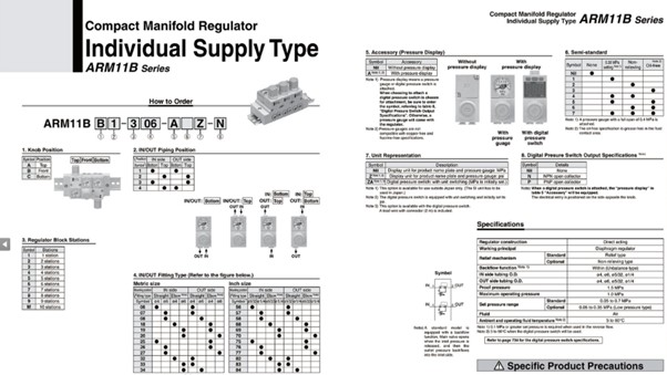 Bộ điều áp tích hợp trên thanh manifold SMC ARM5BB-306-A